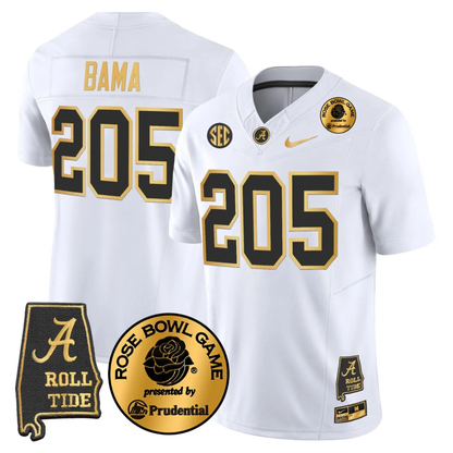 BAMA 2025 Rose Bowl Gold Vapor Limited Jersey - Alabama Map - All Stitched