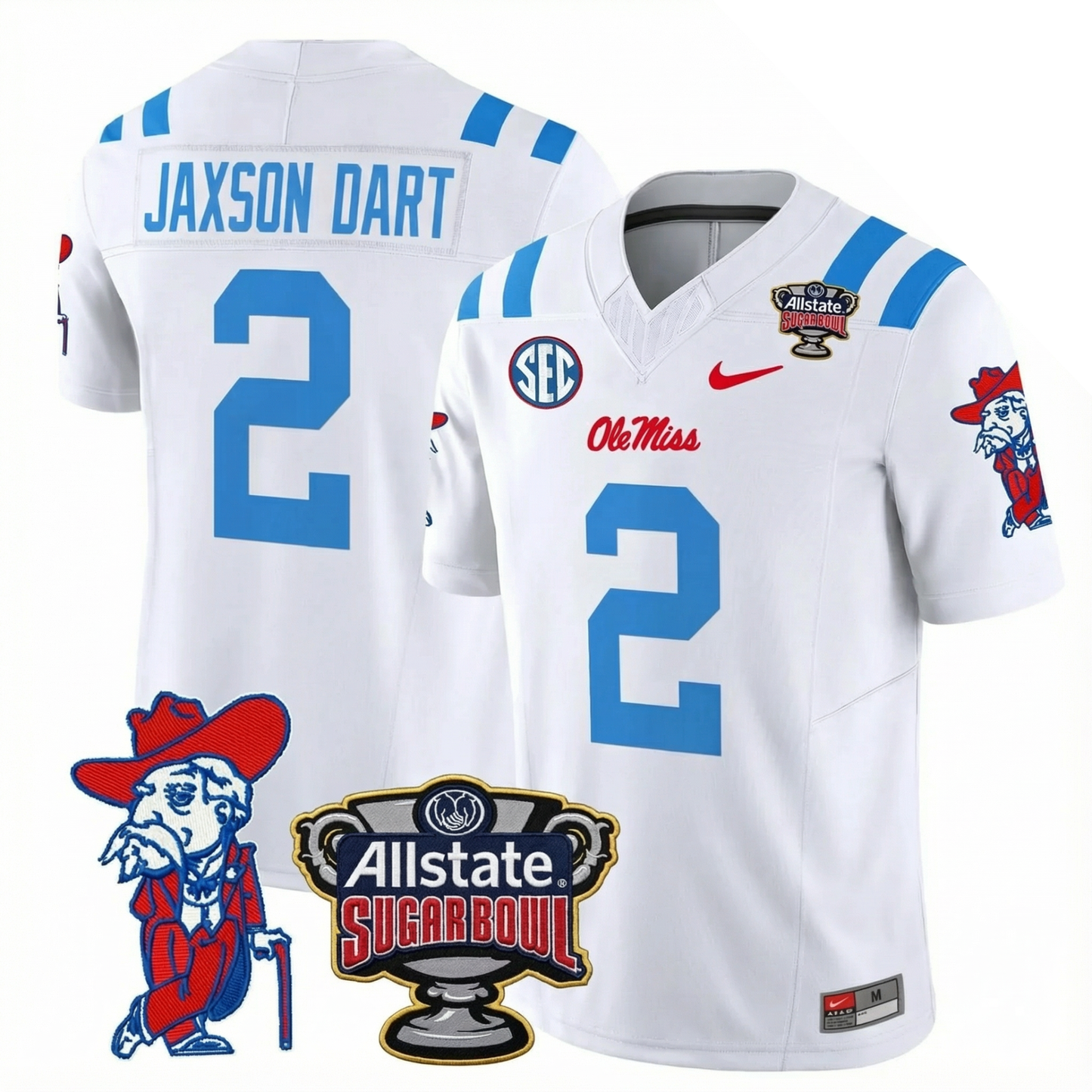 Ole Miss Rebels 2025 Sugar Bowl Patch Vapor Limited Jersey - All Stitched