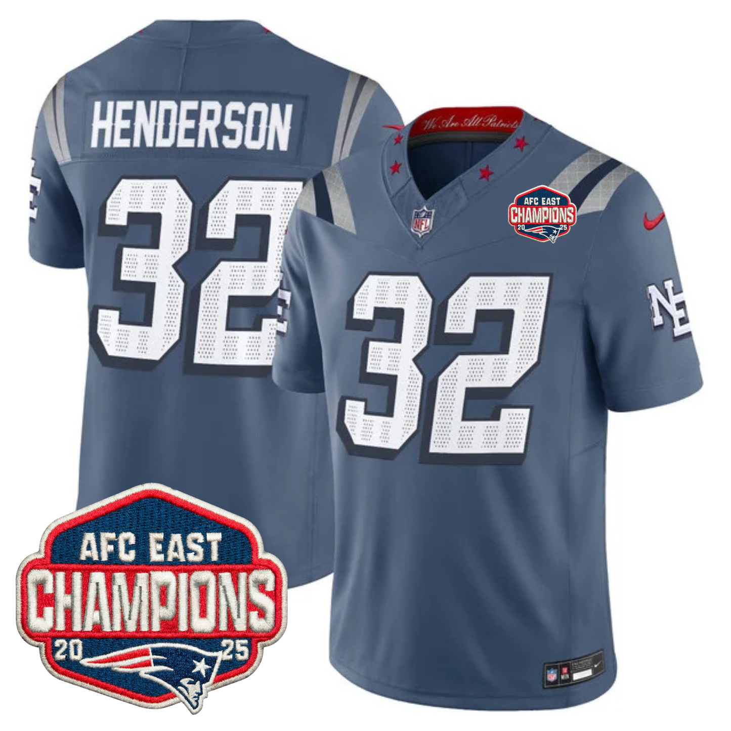 NE AFC East Champions Patch Vapor Limited Jersey - All Stitched