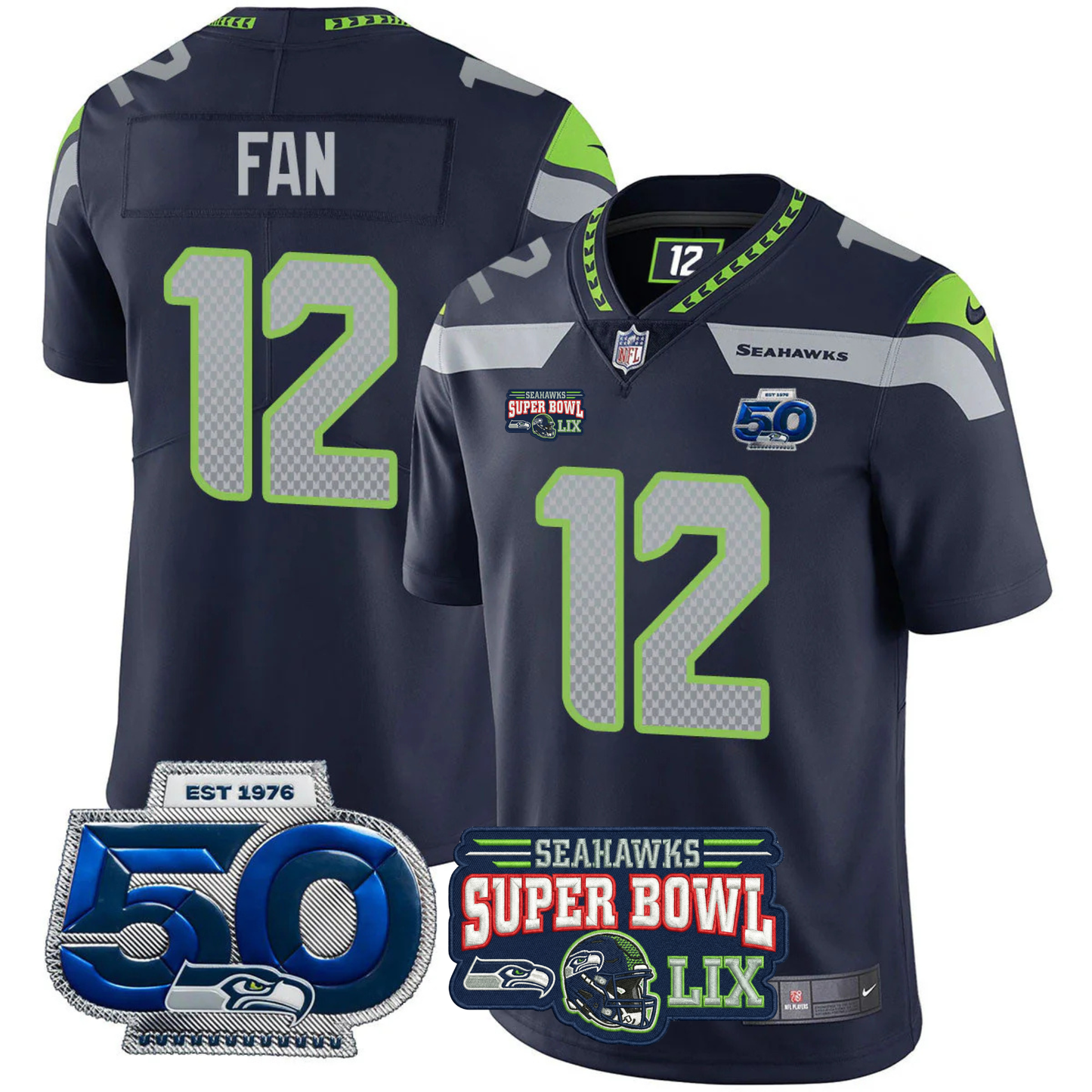SEA 2025 Vapor Limited Jersey V5- NFC Champions Limited Patch - All Stitched