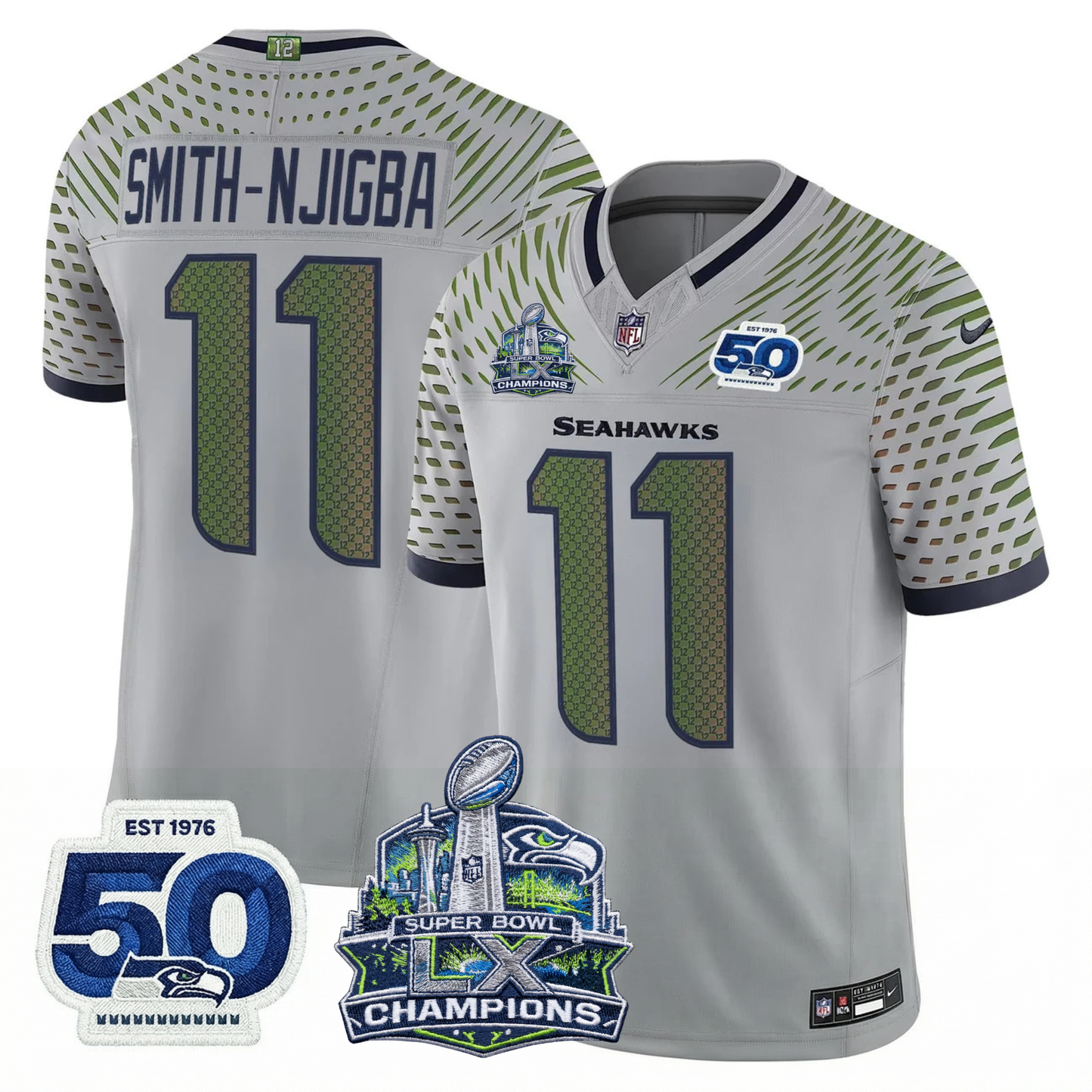 SEA S.Bowl LX Champions Patch Vapor Limited Jersey - All Stitched