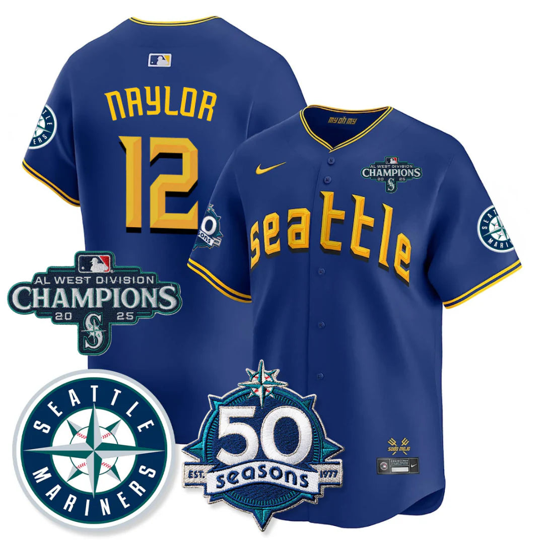 SEA Vapor Premier Limited Gold Jersey - 50th Anniversary & AL West Division Champions - All Stitched