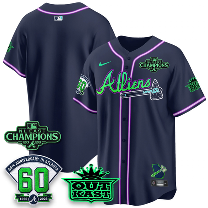 ATL 2026 NL East Champs Atliens Cool Base Galaxy Version Jersey - Stitched