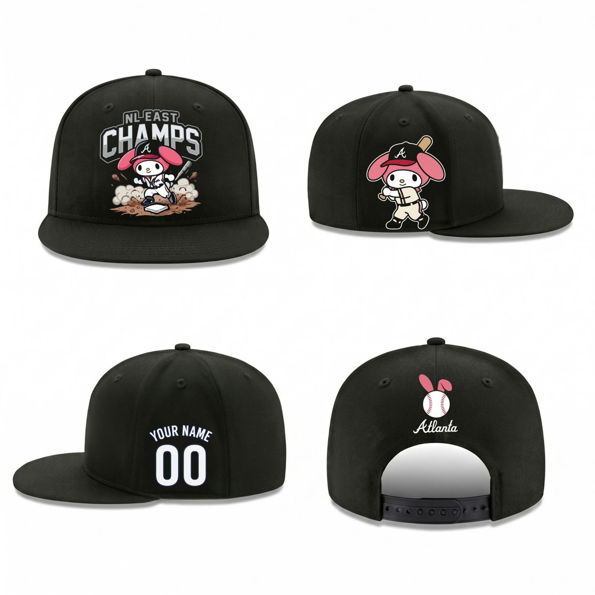 ATL x Pink Sanrio Friends Personalized Snapback Cap - Printed