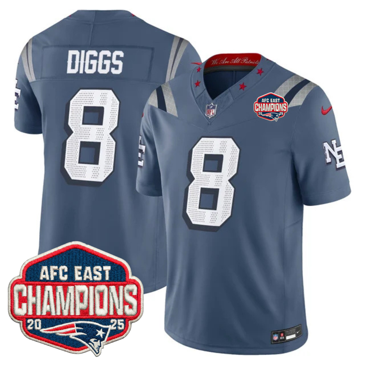 NE AFC East Champions Patch Vapor Limited Jersey - All Stitched