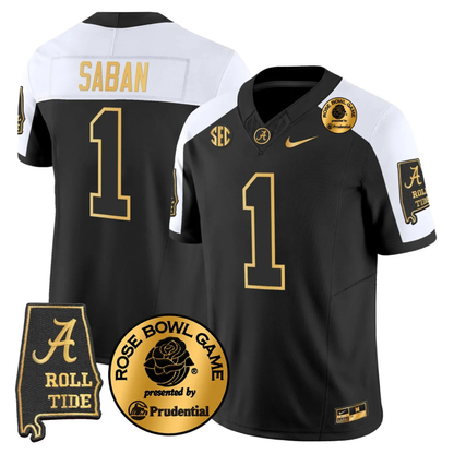 BAMA 2025 Rose Bowl Gold Vapor Limited Jersey - Alabama Map - All Stitched