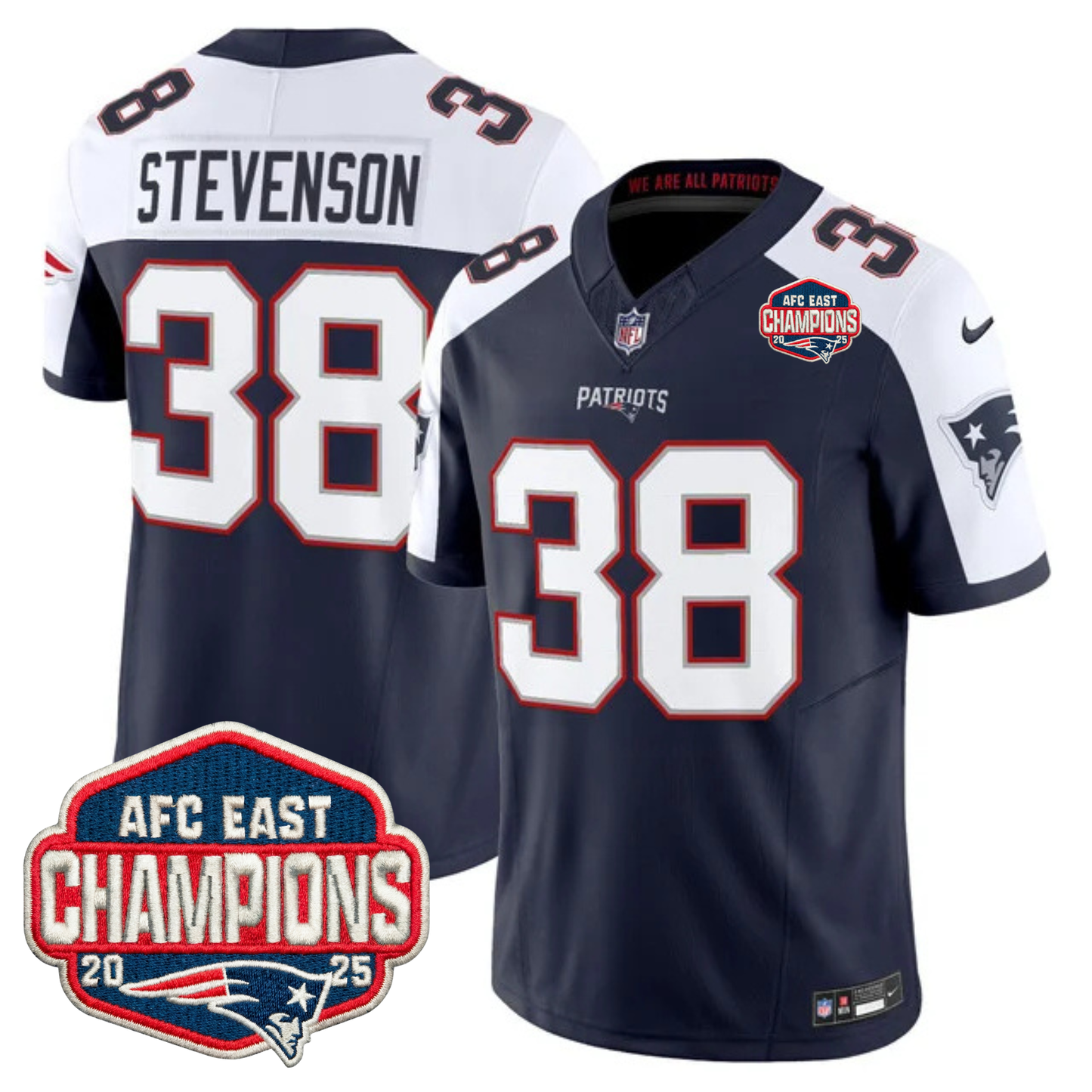 NE AFC East Champions Patch Vapor Limited Jersey - All Stitched