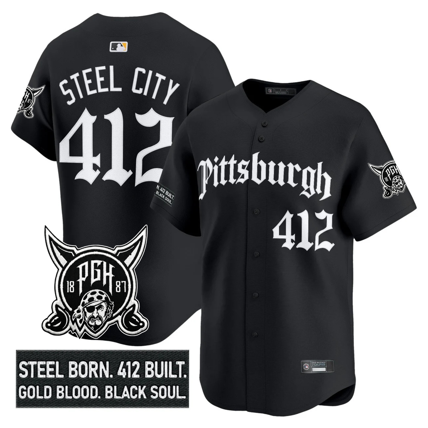 PIT 'Gothic Steel City Edition' Vapor Premier Limited Jersey - All Stitched