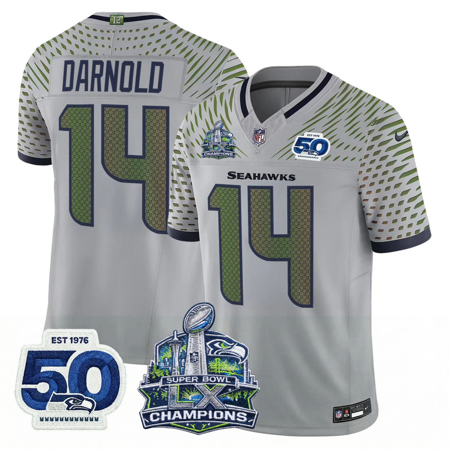 SEA S.Bowl LX Champions Patch Vapor Limited Jersey - All Stitched