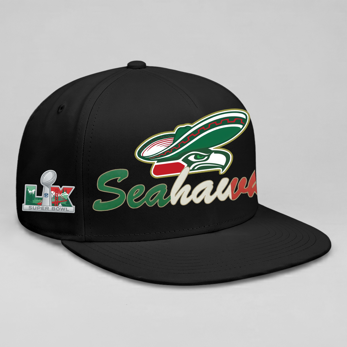 Seattle Seahawks Mexico Edition Personalized Snapback Cap - Printed