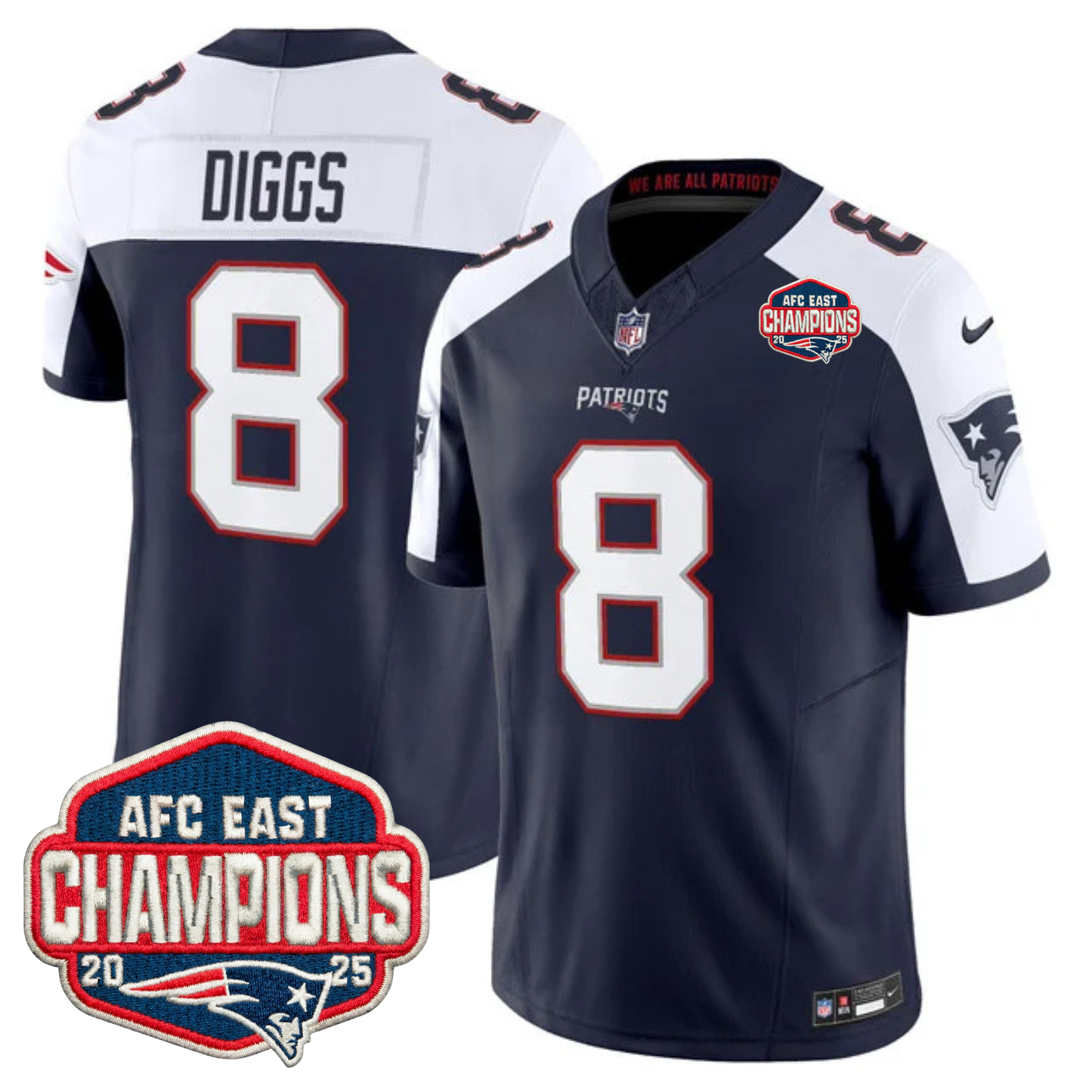 NE AFC East Champions Patch Vapor Limited Jersey - All Stitched