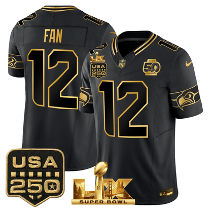 SEA S.Bowl LX Champions Patch Vapor Limited Jersey - All Stitched