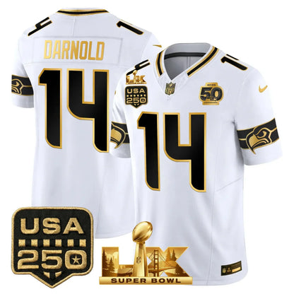 SEA 50th & NFC West Champions Patch Gold Vapor Limited Jersey - All Stitched