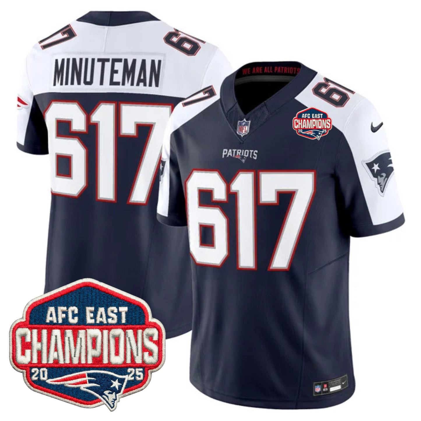 NE AFC East Champions Patch Vapor Limited Jersey - All Stitched