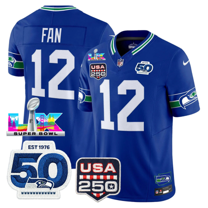 SEA S.Bowl LX Champions Patch Vapor Limited Jersey - All Stitched