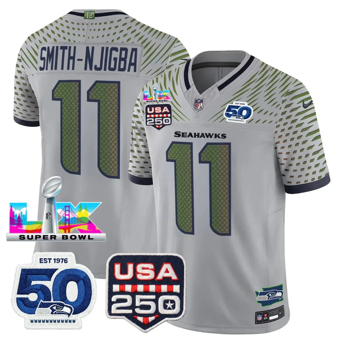 SEA 50th & NFC West Champions Patch Gold Vapor Limited Jersey - All Stitched