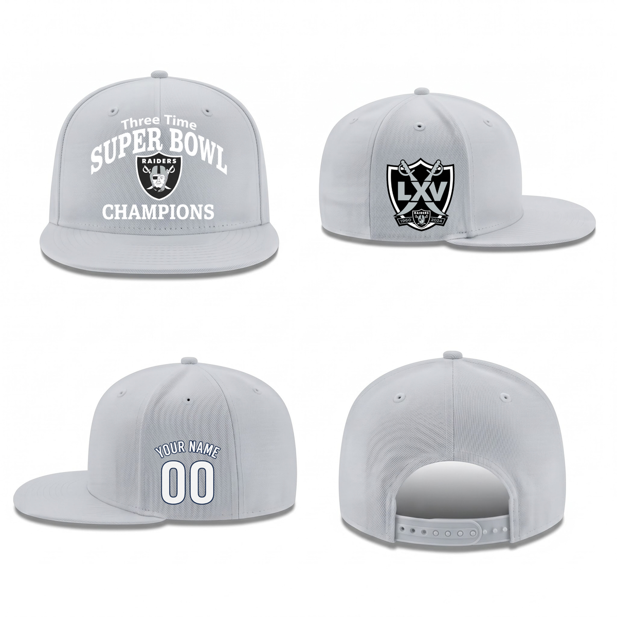 LVR 3X Super Bowl Champions Personalized Snapback Cap - Printed V2