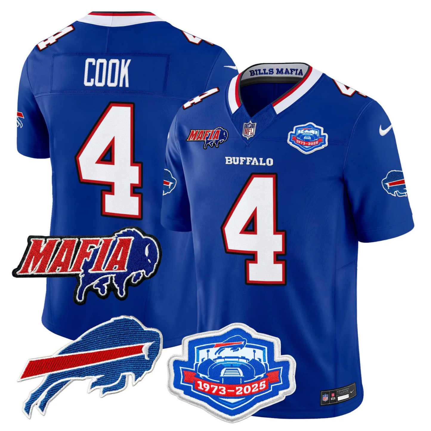 BUF 2025 Bills Mafia & Farewell Season Patch Vapor Limited Jersey - All Stitched