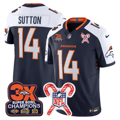 DEN 3-Time Champions & Christmas Patch Vapor Limited Jersey - All Stitched