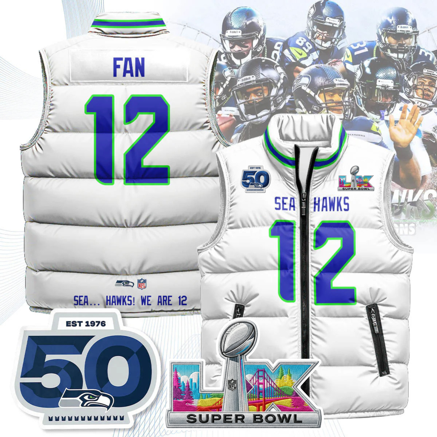SEA NFC Champions Patch Unisex Puffer Vest