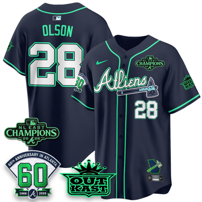 ATL 2026 NL East Champs Atliens Cool Base Galaxy Version Jersey - Stitched
