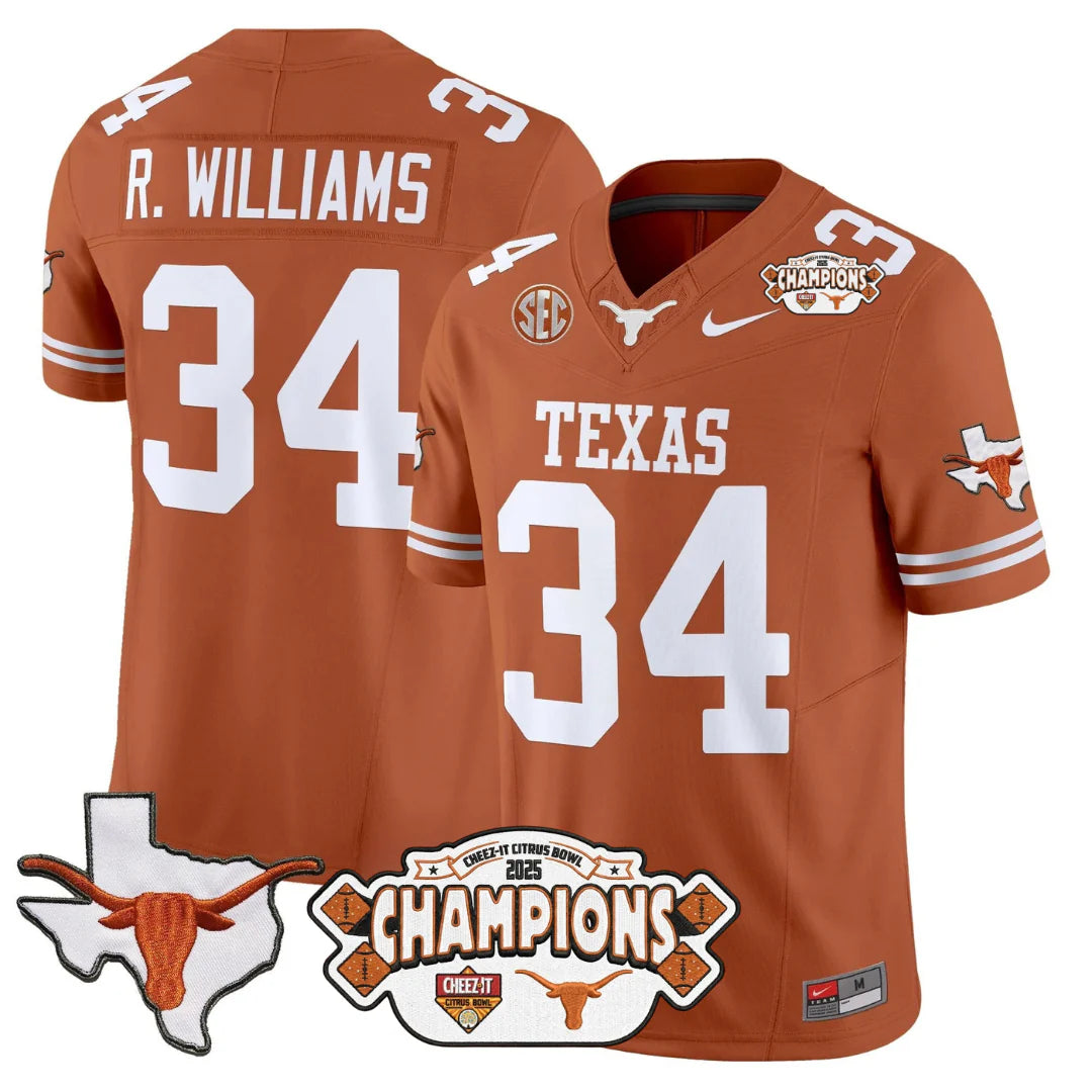 TEX 2025 State Map & Citrus Bowl Champions Patch Vapor Limited Jersey V1 - All Stitched