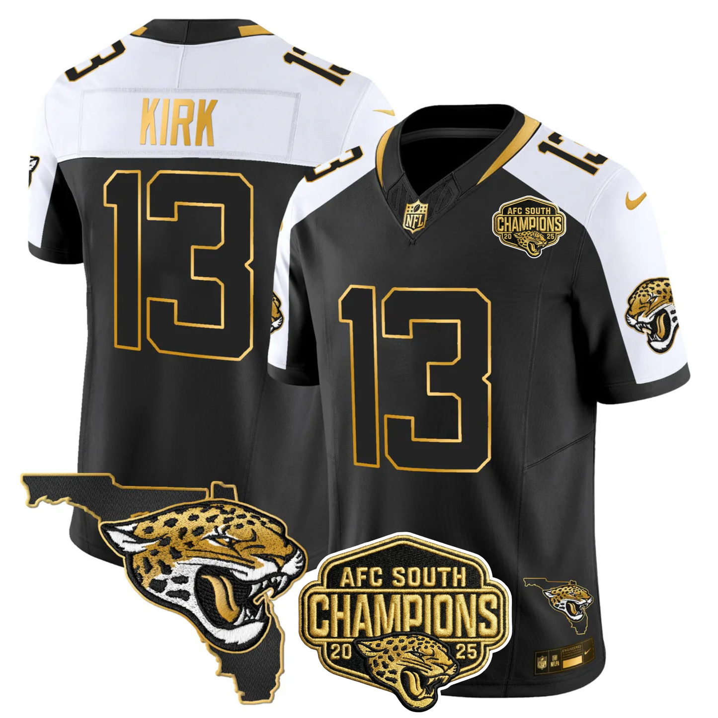 JAX 2025 AFC South Champions Gold Vapor Limited Jersey - All Stitched