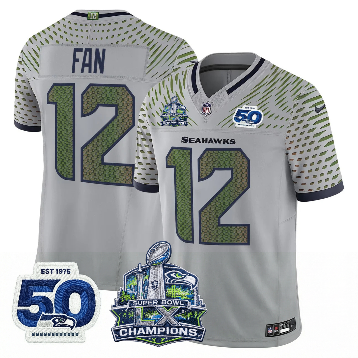 SEA S.Bowl LX Champions Patch Vapor Limited Jersey - All Stitched