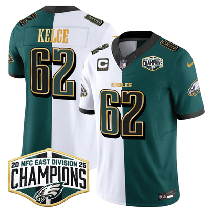 Eagles 2025 NFC East Division Champions Gold Trim Vapor Limited Jersey - All Stitched