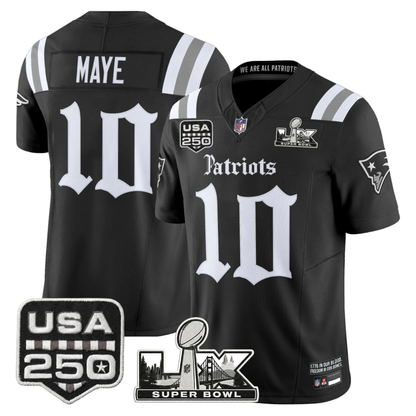 NE S.Bowl LX & US 250th Anniversary Patch Vapor Limited Jersey - All Stitched