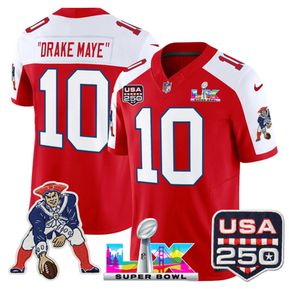 NE S.Bowl LX & US 250th Anniversary Patch Vapor Limited Jersey - All Stitched