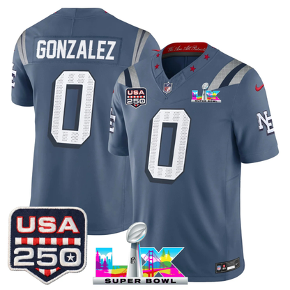 NE S.Bowl LX & US 250th Anniversary Patch Vapor Limited Jersey - All Stitched