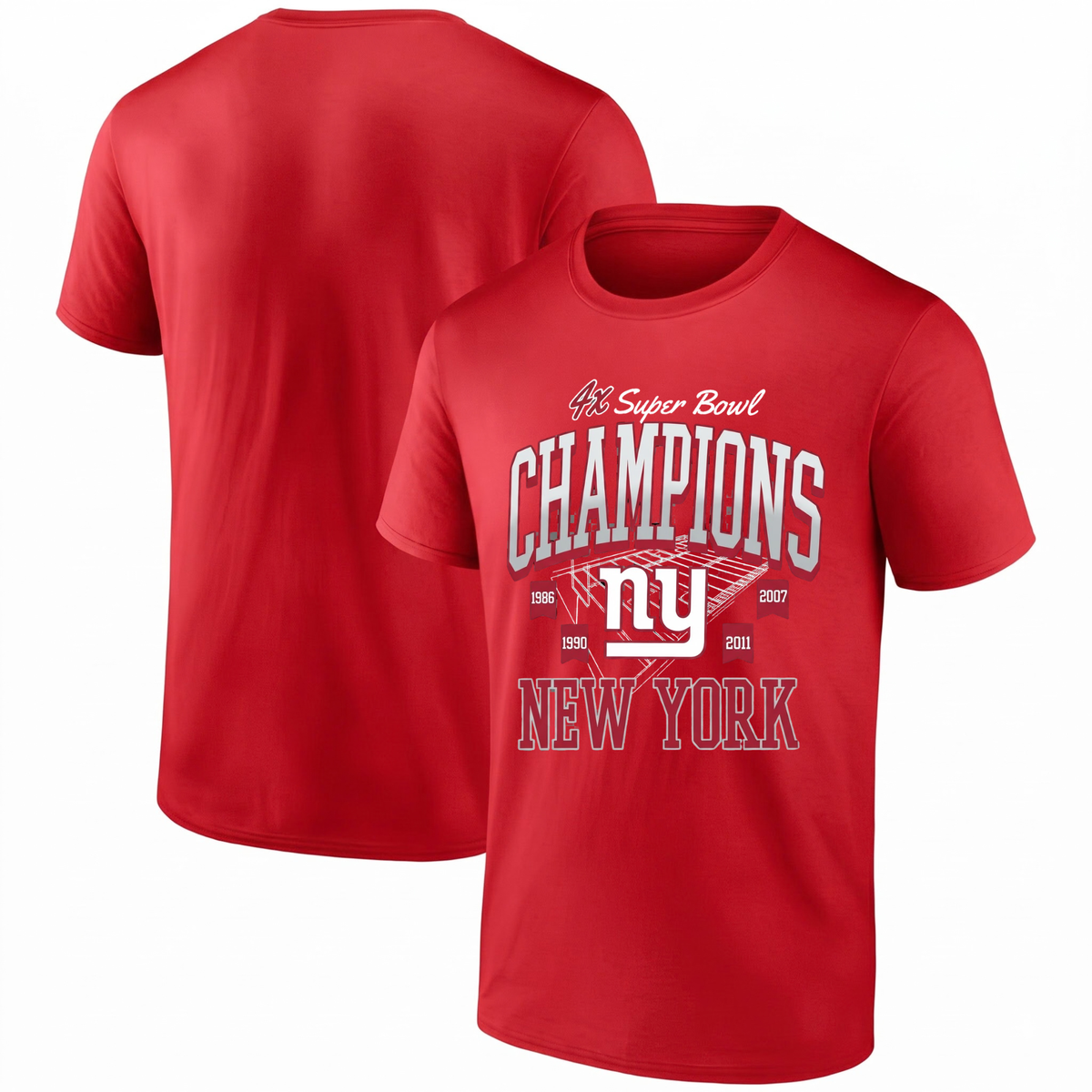 NYG 4x Super Bowl Champions One Side T-Shirt - Printed V1