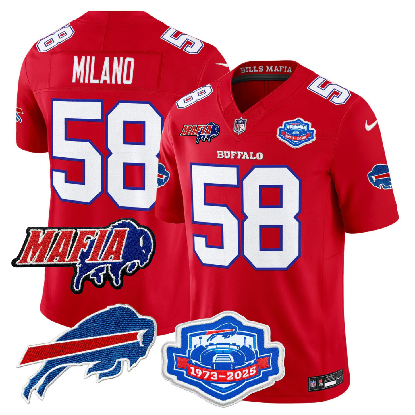 BUF 2025 Bills Mafia & Farewell Season Patch Vapor Limited Jersey - All Stitched