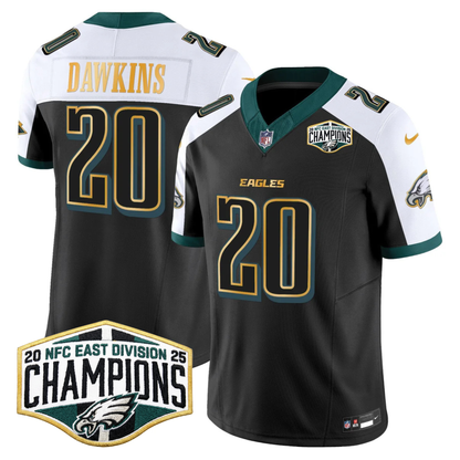 Eagles 2025 NFC East Division Champions Gold Trim Vapor Limited Jersey - All Stitched