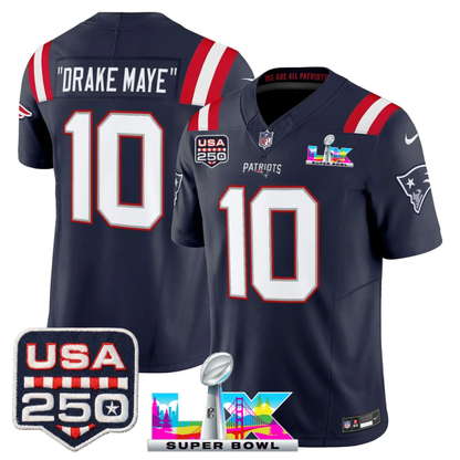 NE S.Bowl LX & US 250th Anniversary Patch Vapor Limited Jersey - All Stitched