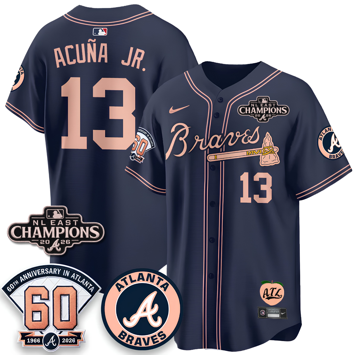 ATL 2026 NL East Champs Peach Edition - Stitched