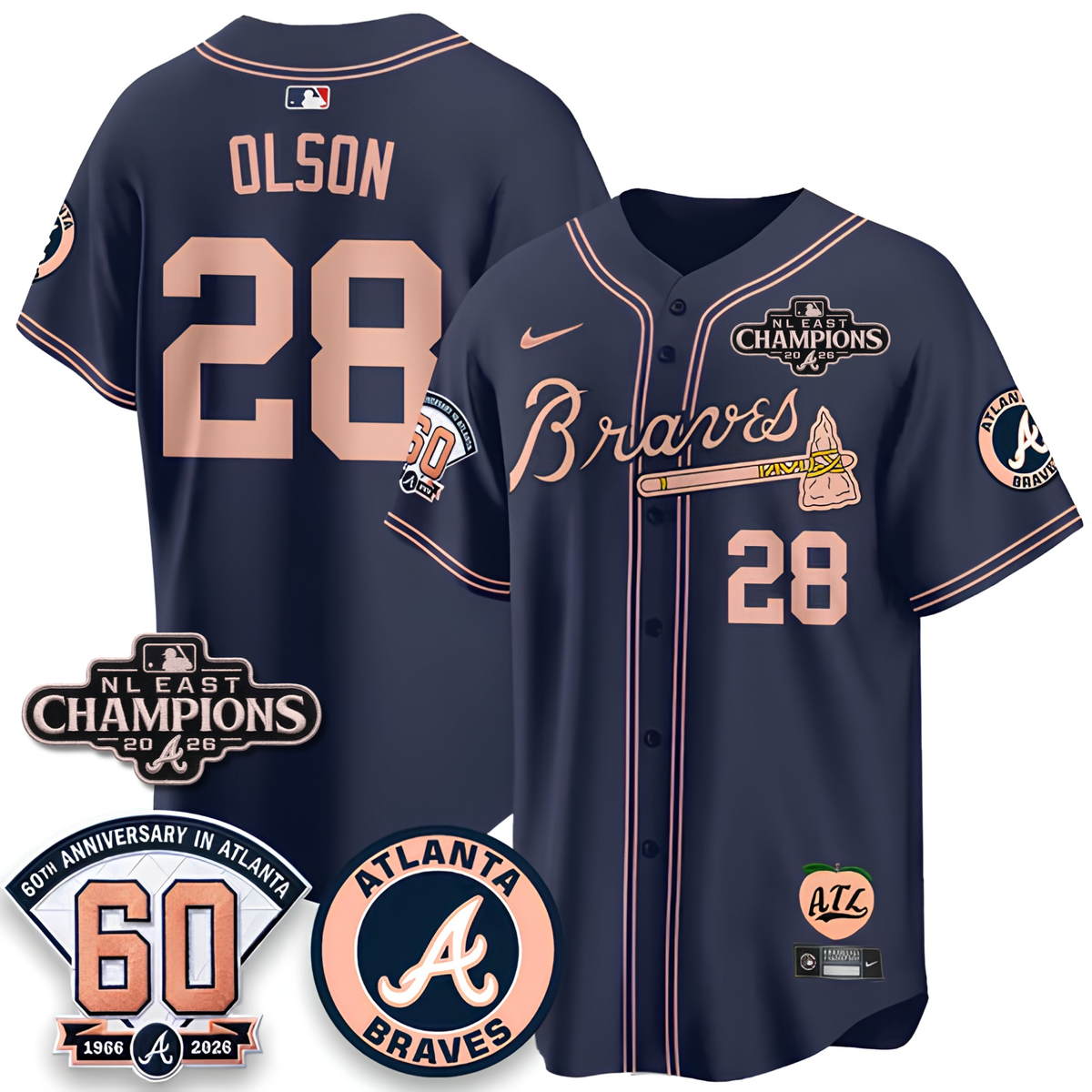 ATL 2026 NL East Champs Peach Edition - Stitched