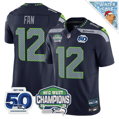 Seattle Seahawks 50th & NFC West Champions Patch Vapor Limited Jersey - Stitched