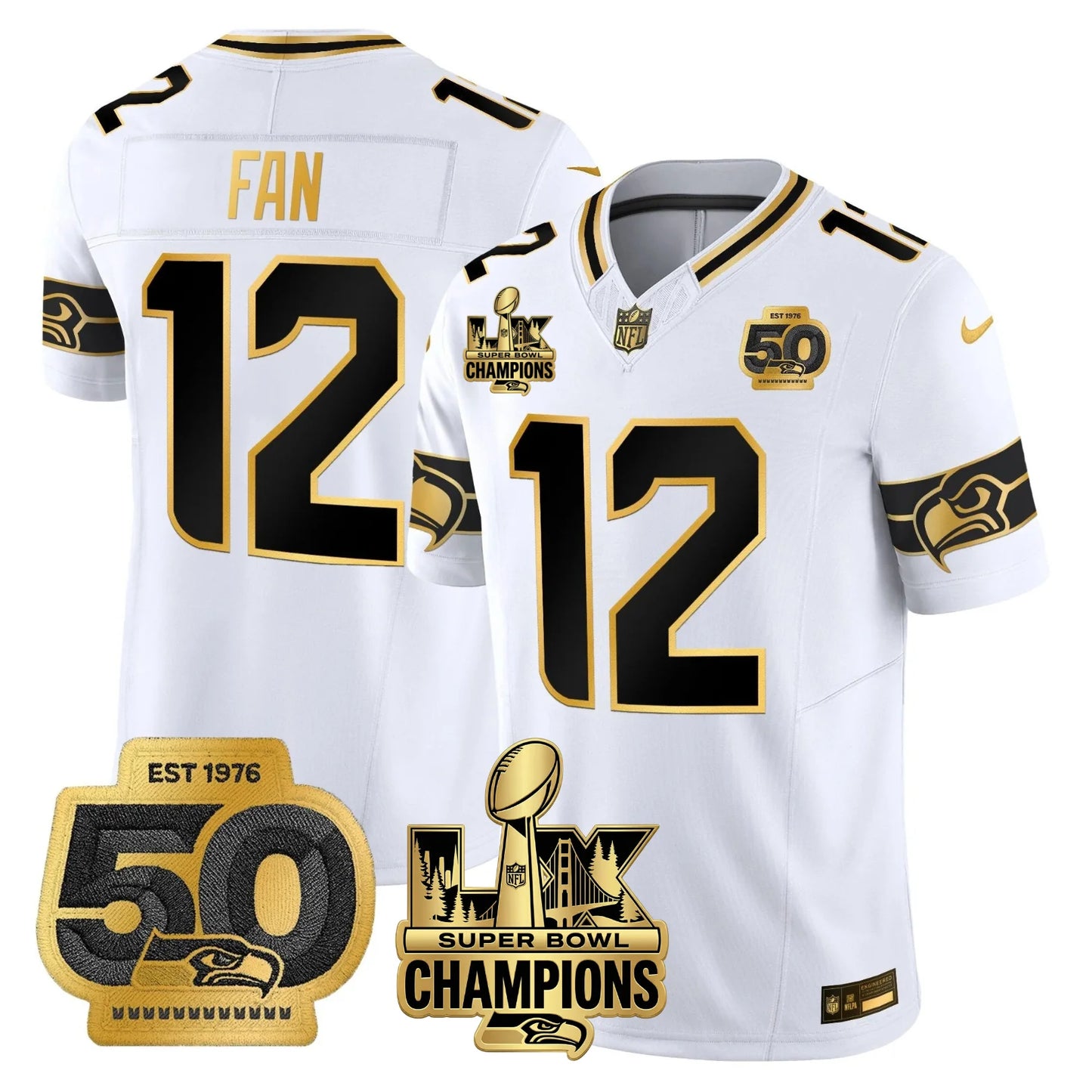 SEA S.Bowl LX Champions Patch Vapor Limited Jersey - All Stitched