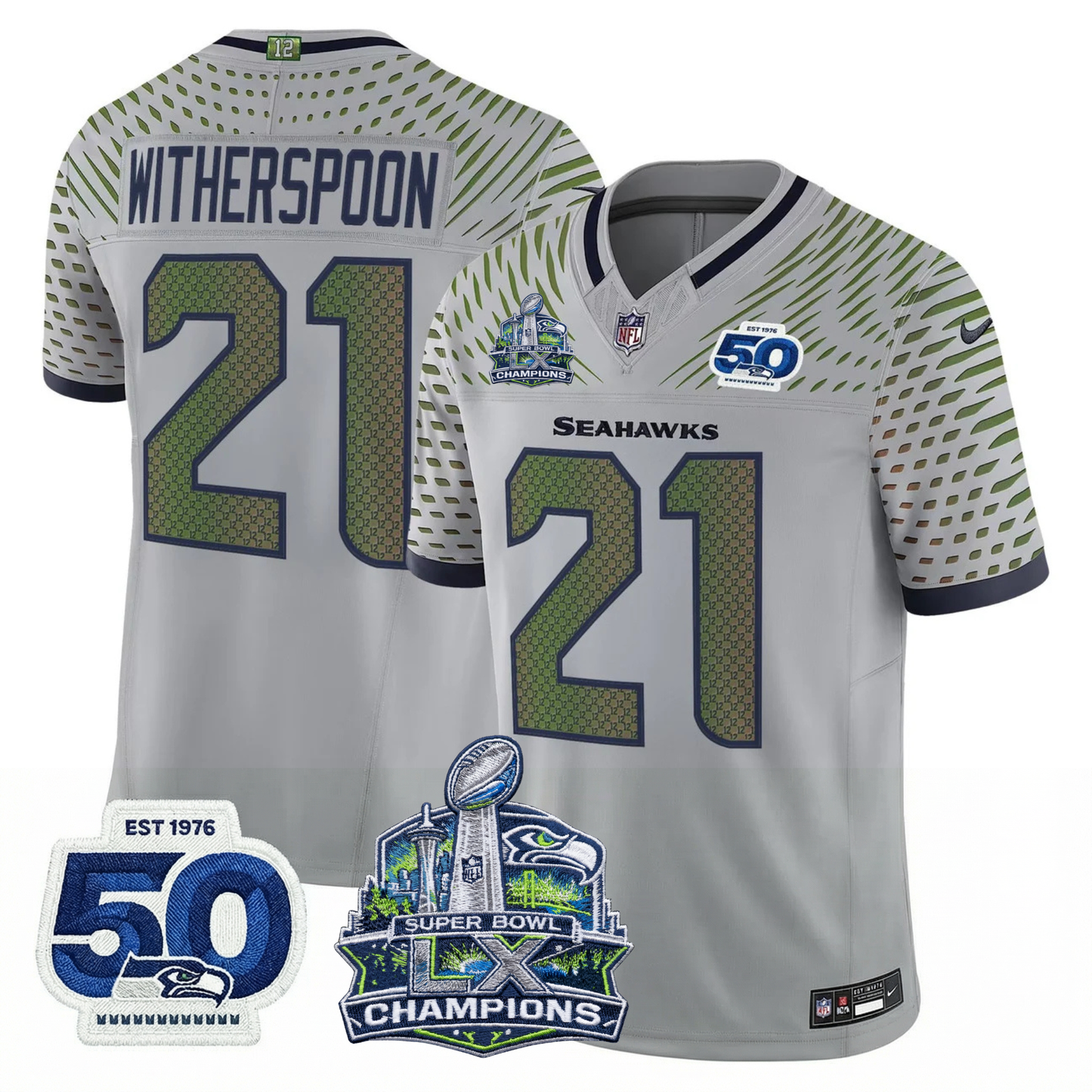 SEA S.Bowl LX Champions Patch Vapor Limited Jersey - All Stitched