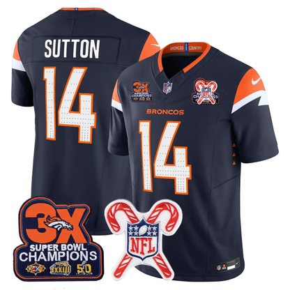 DEN 3-Time Champions & Christmas Patch Vapor Limited Jersey - All Stitched
