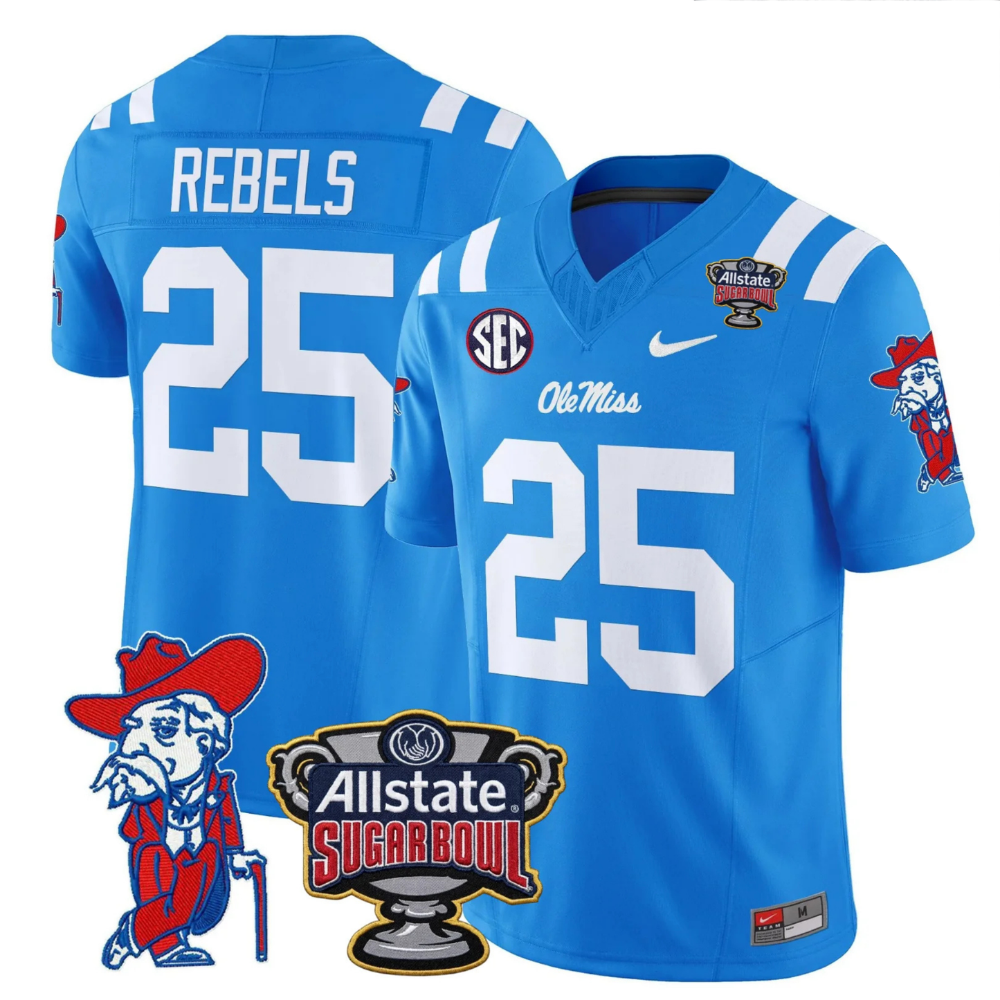 Ole Miss Rebels 2025 Sugar Bowl Patch Vapor Limited Jersey - All Stitched