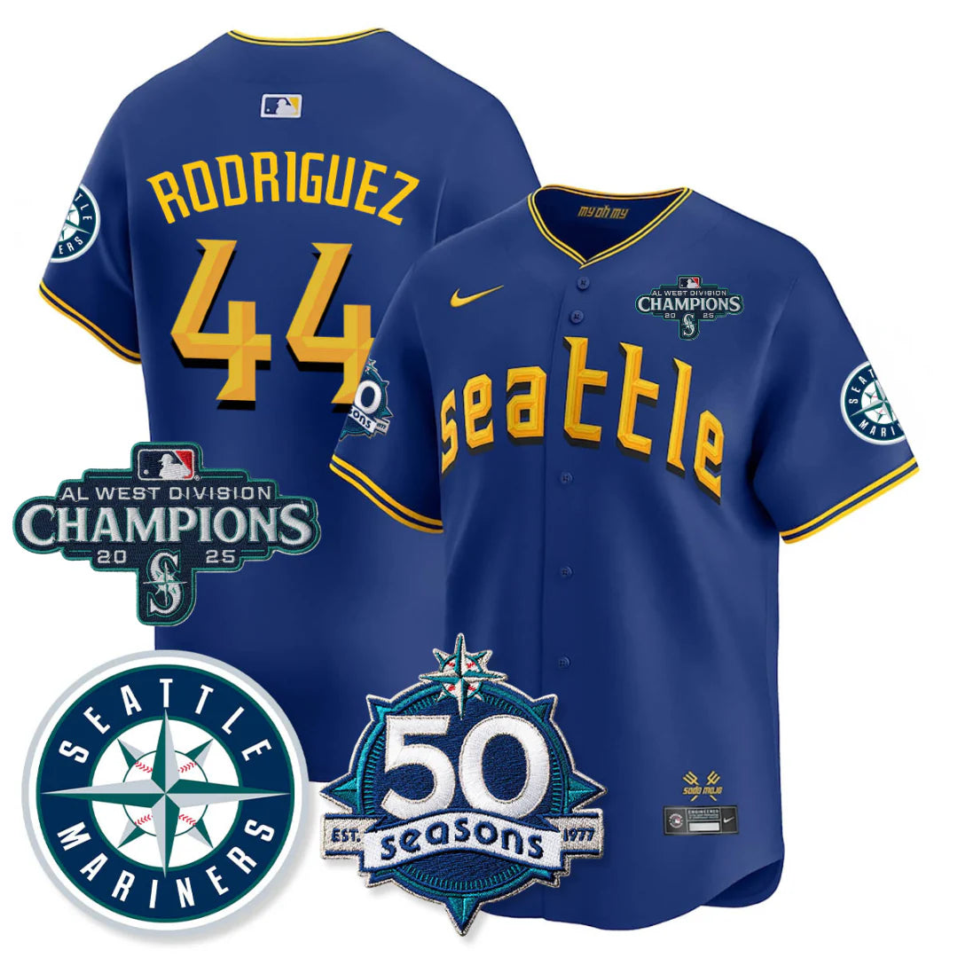 SEA Vapor Premier Limited Gold Jersey - 50th Anniversary & AL West Division Champions - All Stitched