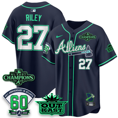 ATL 2026 NL East Champs Atliens Cool Base Galaxy Version Jersey - Stitched