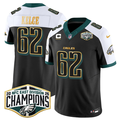 Eagles 2025 NFC East Division Champions Gold Trim Vapor Limited Jersey - All Stitched