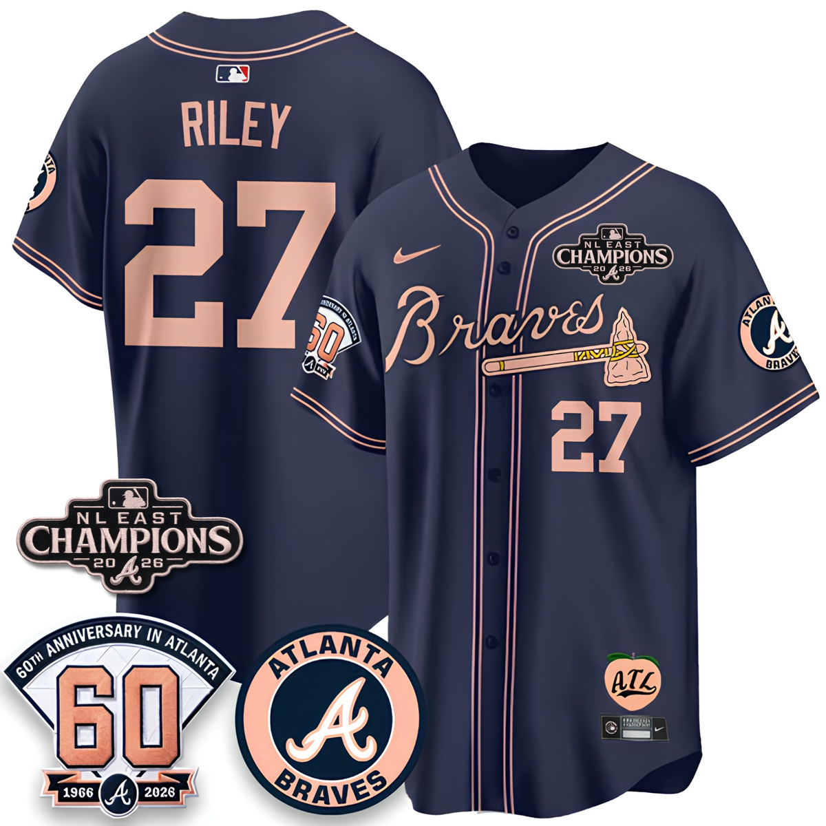ATL 2026 NL East Champs Peach Edition - Stitched