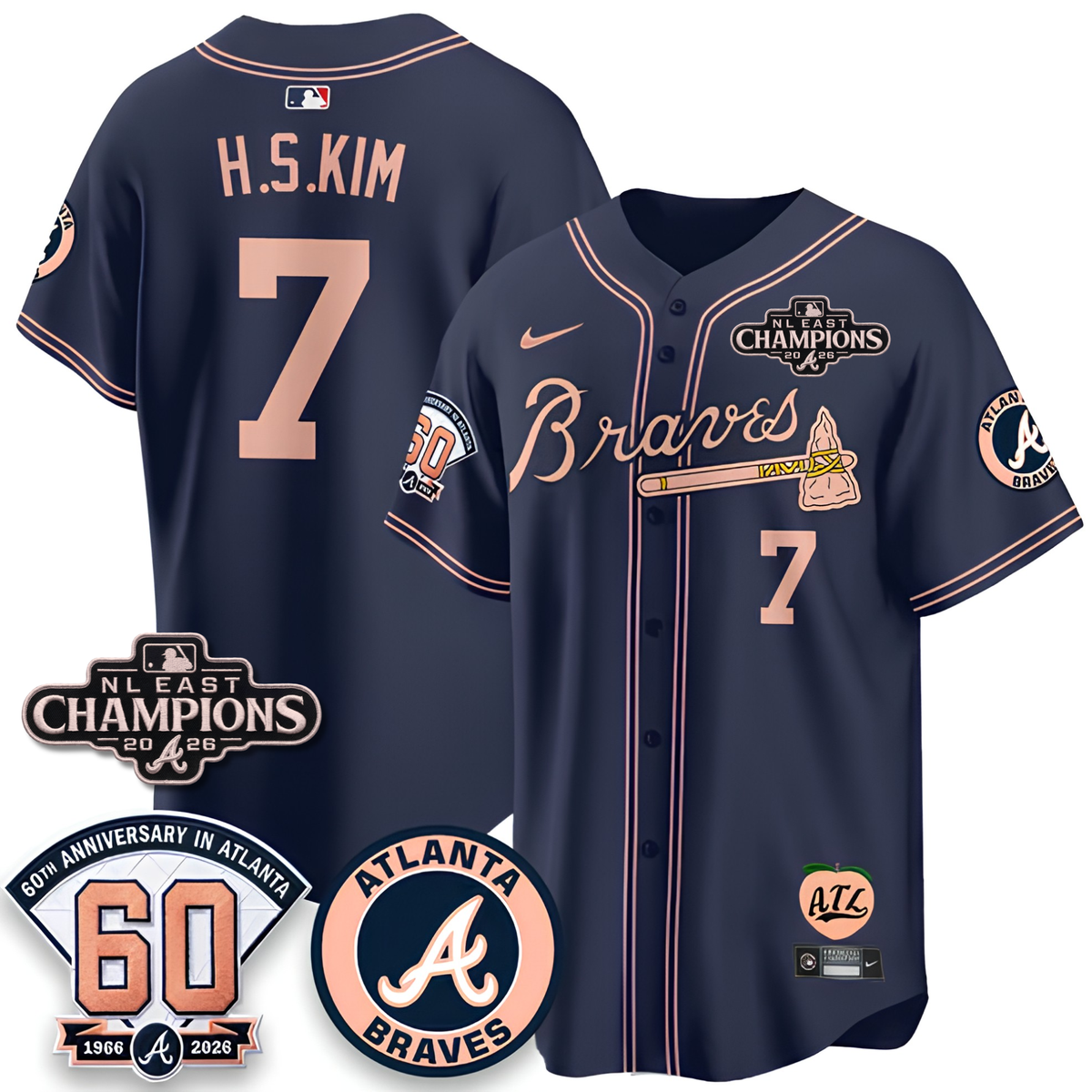 ATL 2026 NL East Champs Peach Edition - Stitched