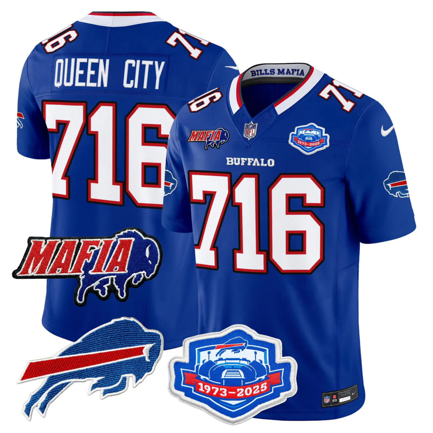 BUF 2025 Bills Mafia & Farewell Season Patch Vapor Limited Jersey - All Stitched