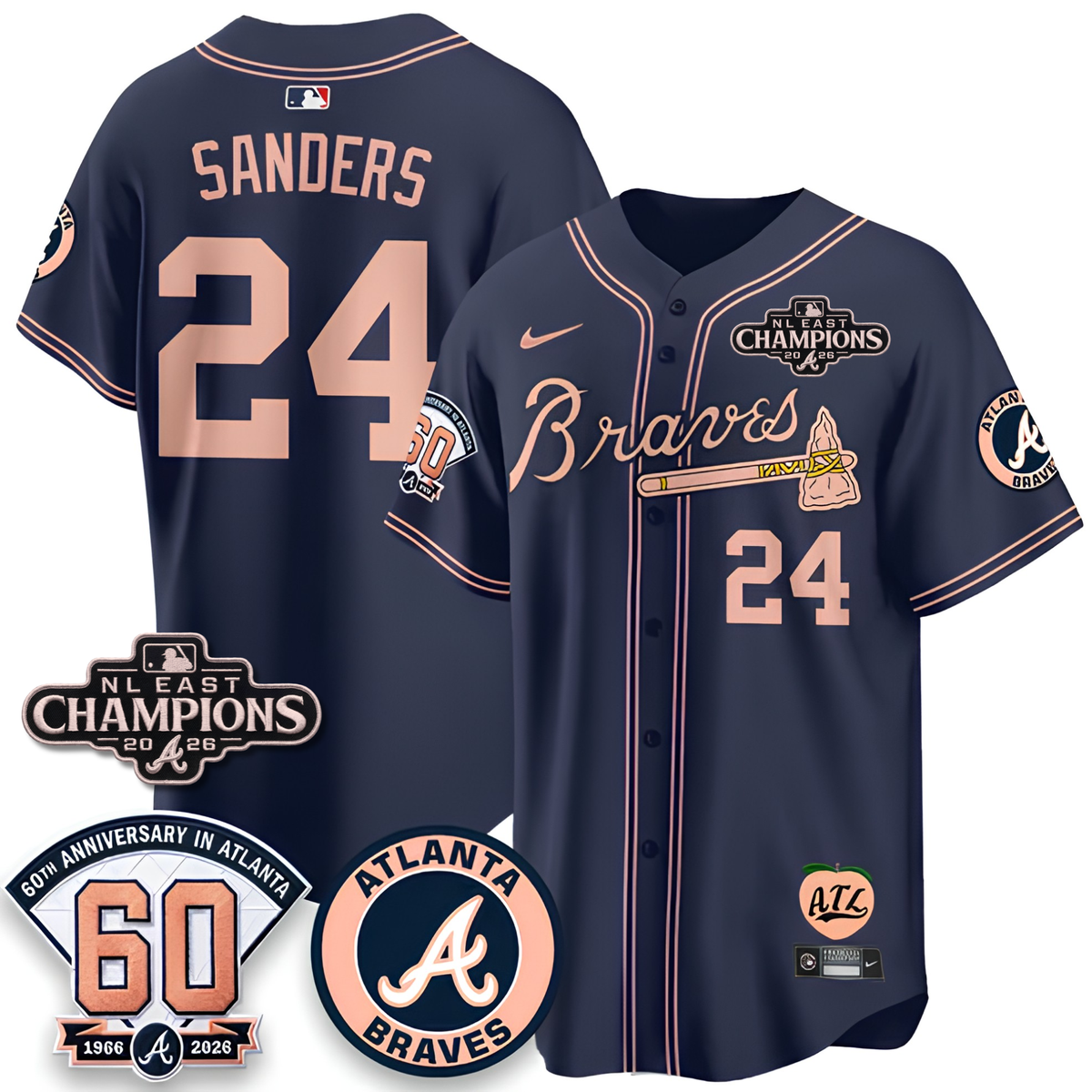 ATL 2026 NL East Champs Peach Edition - Stitched